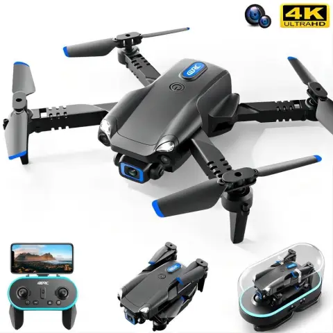 طائرة درون صغيرة قابلة للطي مع كاميرا 4K وواي فاي FPV وإضاءة LED للمبتدئين