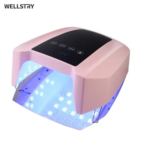 WELLSTRY S90 مصباح أظافر جيل UV LED محمول بمستشعر تلقائي قابل لإعادة الشحن بطارية 72W متعدد الفولتية من بلاستيك ABS للاستخدام في الصالون والمنزل