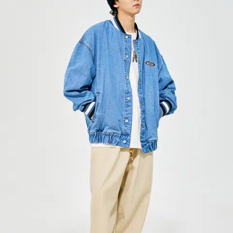 Men's Washed Embroidered Denim Jacket