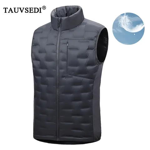 Men's White Duck Down Vest Waterproof Windproof Ultralight Waistcoat