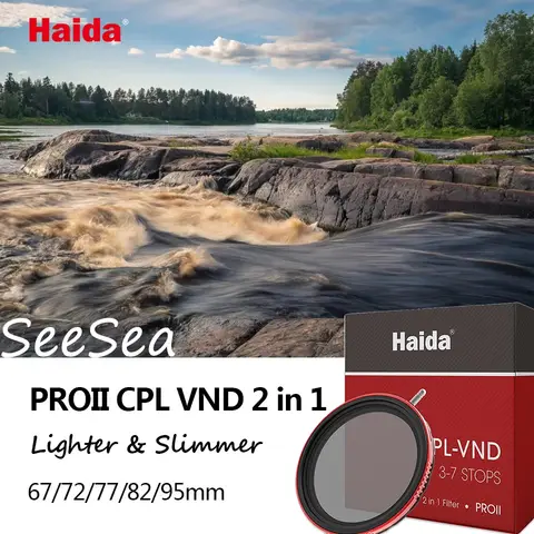 Haida PROII CPL-VND 2 in 1 Filter ND0.9-2.1 3-7 Stops Multi-Coated Polarizer CPL Variable ND ,67 72 77mm 82 95mm