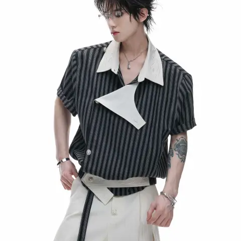 Elegant Asymmetrical Single-breasted Short Sleeve