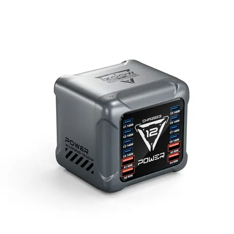 شاحن سريع 1200W PD 3.1 شاحن مكتبي متعدد المنافذ 8C4A شاحن GaN للكمبيوتر المحمول والهاتف المحمول CE/FCC/L/ROHS متوفر في المخزون