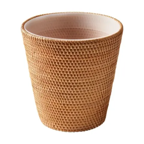 Rattan Bathroom Trash Can