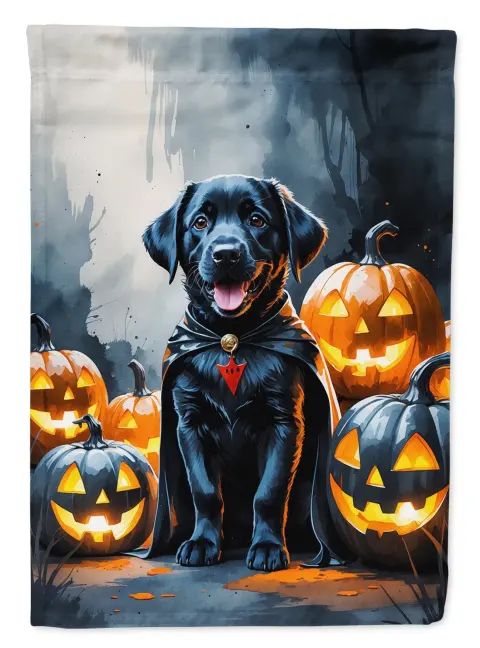 Siyah Labrador Retriever Yavru Köpek Cadılar Bayramı Bahçe Bayrağı