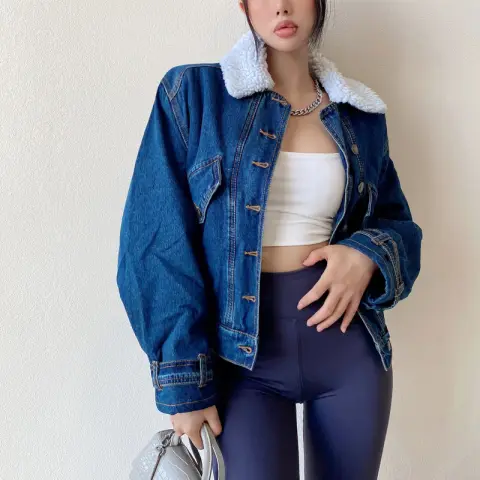 Women's American Retro Sherpa Lined Denim Jacket