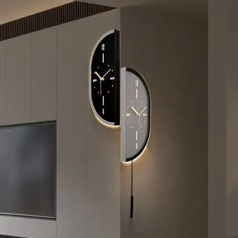ساعة حائط للزاوية ذات وجهين 40CM لغرفة المعيشة بتصميم حديث فاخر وصامتة، ساعة ديكور للمنزل Dropshipping DDP