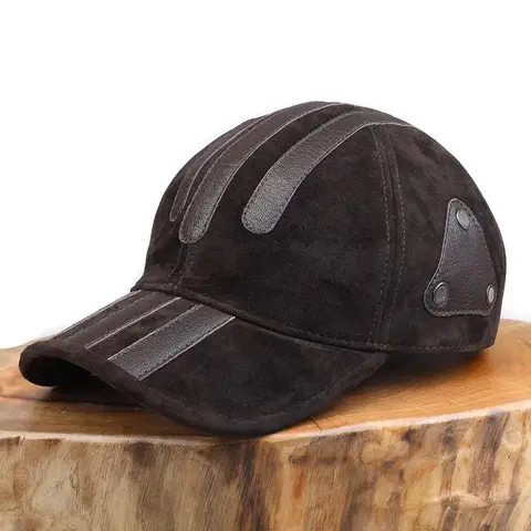Unisex Suede Real Leather Adjustable Baseball Cap