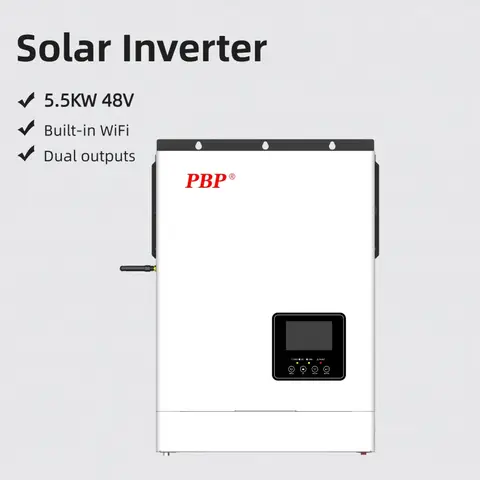 محول سلسلة مركزي هجين PBP FIV18-5548 PREM بقدرة 5.5KW 6KW 10KW 230V مع WiFi وتحكم عن بعد وشاحن MPPT شمسي مدمج ومخرج مزدوج 5500W