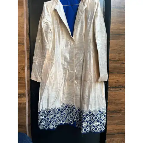 Pure Silk Vintage Phulkari Hand Embroidered Long Overcoat Parka
