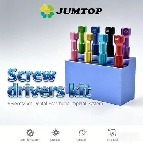 JUMTOP 8Pcs Stainless Steel Dental Implant Screwdrivers Set with Holder