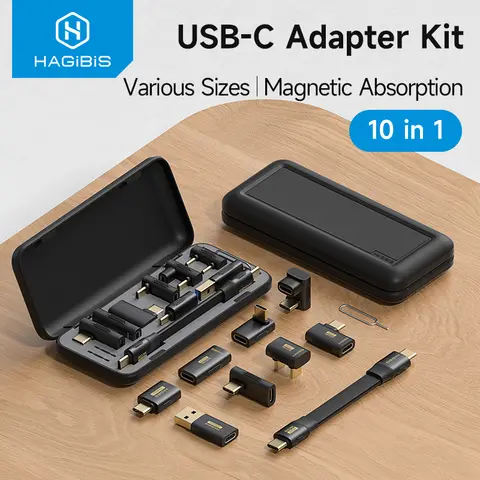 طقم محول USB-C متعدد الوظائف من Hagibis، كابل USB4، محول USB-C بزاوية 90 درجة، حافظة تخزين، دبوس إخراج بطاقة SIM