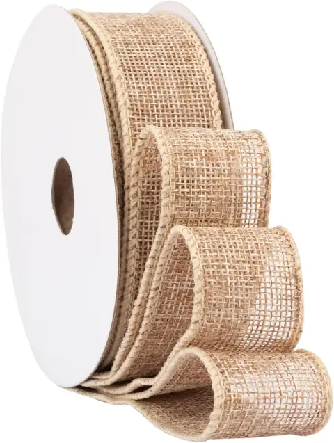 Wired Natural Burlap Ribbon 10 Yards 1 Inch