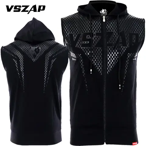 VSZAP صديري رياضي رجالي بقبعة وسحاب Laboratory Sleeveless Sweater