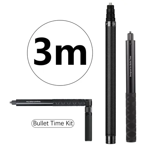 1.2m 3m Carbon Fiber Invisible Selfie Stick Bullet Time Rotating Handle Tripod for GoPro Insta360 X6 X5 X4 DJI Osmo 360 Camera