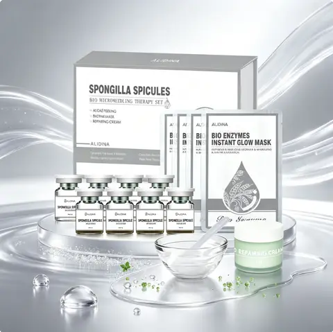 مجموعة ترميم وتجديد سطح البشرة Spongilla Spicule سيروم الميكرونيدل الحيوي الطبيعي بحمض الهيالورونيك لندبات حب الشباب والتصبغات والدقيقة