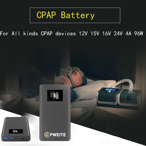 بطارية احتياطية لجهاز CPAP بمخرج DC 12V 24V 5A بطارية CPAP لـ AirSense 11/AirSense 10/AirCurve 10/AirMini/Philips Dreamstation