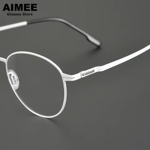 Stainless Steel Oval Round Prescription Glasses Frame Unisex