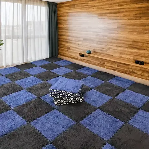 Plush Foam Interlocking Yoga Mat Tiles Thick Non-Slip Exercise Floor Cushioned Puzzle Mat for Home Gym Pilates Fitness Tatami