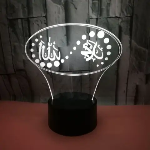 مصباح ليلي LED ثلاثي الأبعاد مع زر باللمس