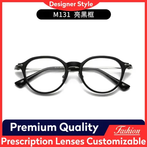 Women's Handmade Acetate & Pure Titanium Geometric Eyeglasses Frame