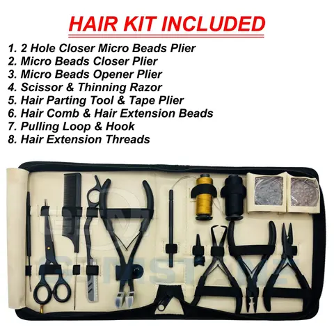 Stainless Steel Hair Extension Tool Kit Micro Bead Closer Pliers Opener Pulling Loop Hook Hair Extension Beads Thread