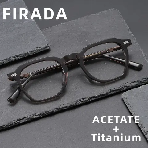 FIRADA Fashionable and Comfortable Eyewear Luxury Retro Eyeglasses Acetate Fiber Pure Titanium Glasses Frame Men Women T23016-C