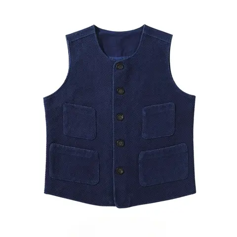 Akkad Kuti Men's Indigo Multi-Pocket Kendo Vest