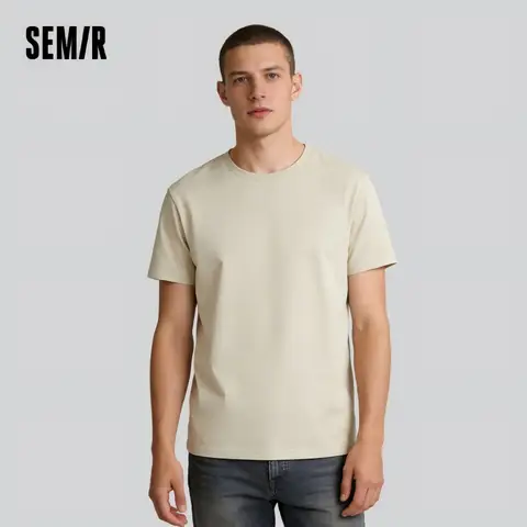 SEMIR تي شيرت الرجال موضة عادية تي شيرتات قطن الرجال الأبيض تي شيرت قصيرة الأكمام الشارع الشهير الصيف بلايز للذكور