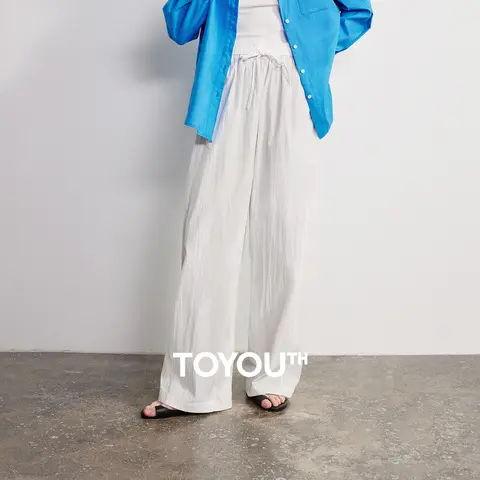 بنطال نسائي واسع الأرجل مقاوم للتجاعيد TOYOUTH