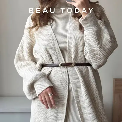 حزام نسائي جلد طبيعي رفيع بإبزيم ذهبي من BEAUTODAY