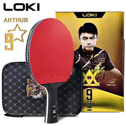 LOKI ARTHUR 9 Star مضرب تنس الطاولة الكربون الهجومية خفيفة الوزن بينغ بونغ مضرب مجداف الخفافيش مع المطاط لزجة المعتمدة ITTF