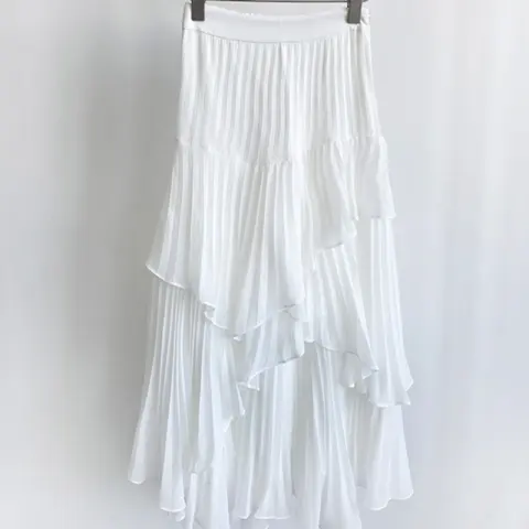 High-Waist Layered Tiered Ruffle Chiffon Skirt