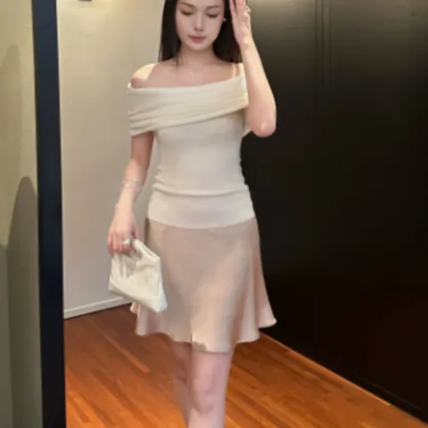 100% Acetate Bias-Cut Satin Crepe A-Line Skirt