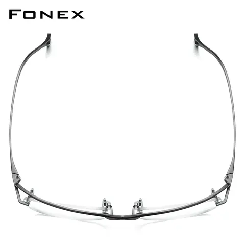 FONEX Titanium Glasses Frame Men Brand Design Semi-Rimless Square Eyeglasses Half-Rim High-end Japanese Ultralight Eyewear 85756