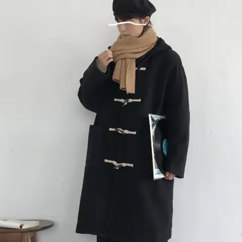 Japon Tarzı Retro Bol Kapüşonlu Trençkot
