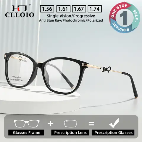 CLLOIO Trendy Versatile Casual Style Prescription Glasses Anti Blue Light TR90 Square Myopia Glasses Progressive Reading Eyewear