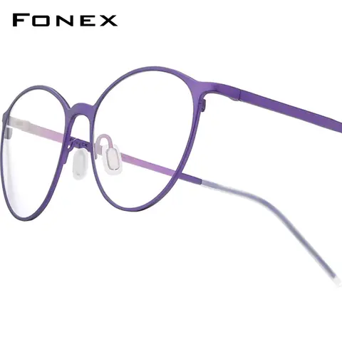 FONEX Women's Pure Titanium Retro Round Glasses Frame