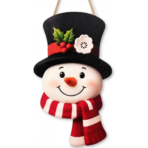 Christmas Decorations Winter Snowman Wooden Welcome Sign For Front Door
