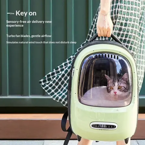 Pet Backpack Carrier For Cats With Fan And Fresh Air Ventilation