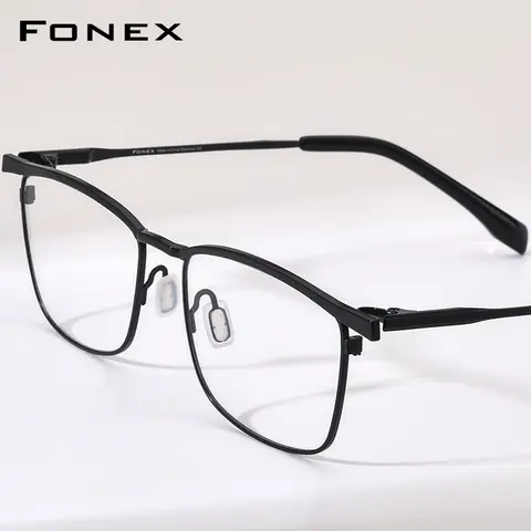 FONEX Titanium Eyeglasses Frame Men Brand Design Square Ultralight Glasses Japanese Ultralight-Weight High-Quality Eyewear 85741