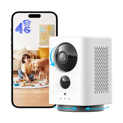 4G Indoor Security Camera with SIM Card 2K 7800mAh Battery PTZ Camera Without Wifi for Babies /Pets/ Elderly/ RV /Camping