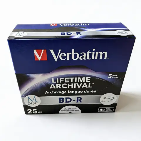 5 قطعة Verbatim MDisc M-Disc Blu Ray BDR Blu-Ray Disc BD-R 25GB Lifetime Archival Injet قابلة للطباعة 4X Archivage Longue Duree