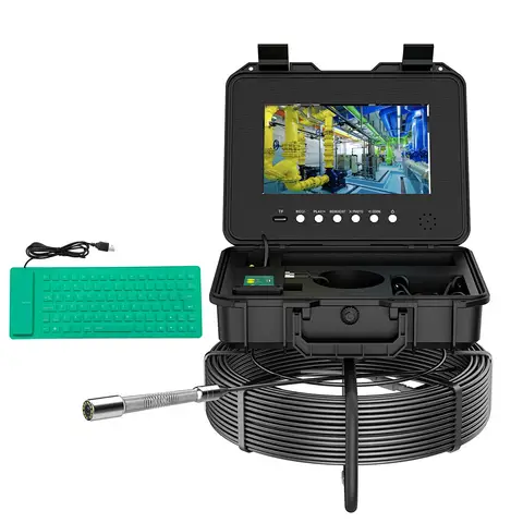 كاميرا فحص أنابيب والمجاري 10.1 بوصة 1080P مع عداد أمتار ولوحة مفاتيح ونظام DVR