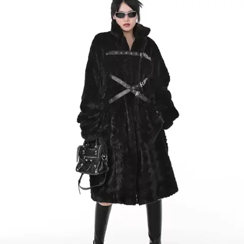 Women's Mid-Length Faux Fur Plush Coat