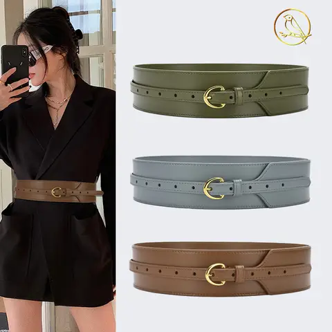 Waist Closure Women's Outer Waist Decoration Shirt Versatile Suit Dress Waist Closing Thin Leather Wide Belt New Model Launched