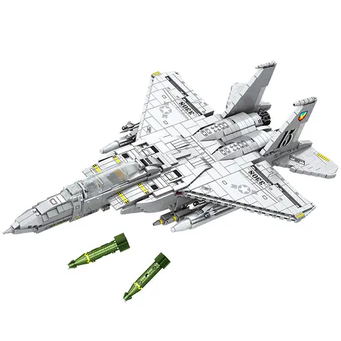 Reobrix 33034 F-15E Strike Eagle 1897pcs Plastic Military Jet Model Building Block Set Electronic Toy for Adults & Enthusiasts
