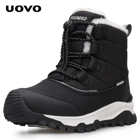 بوت أسود مبطن بالفليس للأطفال Uovo بمقاسات EU 31–39