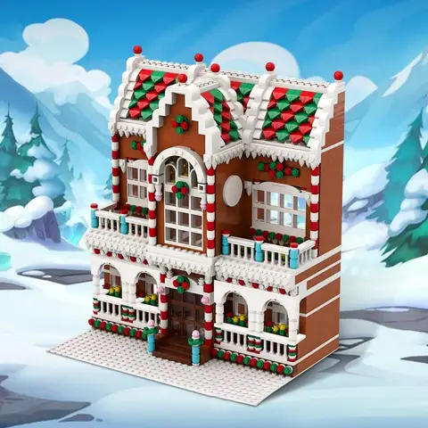 Funbuild Christmas Gingerbread House MOC-200776 Winter Village Town House Building Blocks Set Festive Decor DIY Bricks Toys