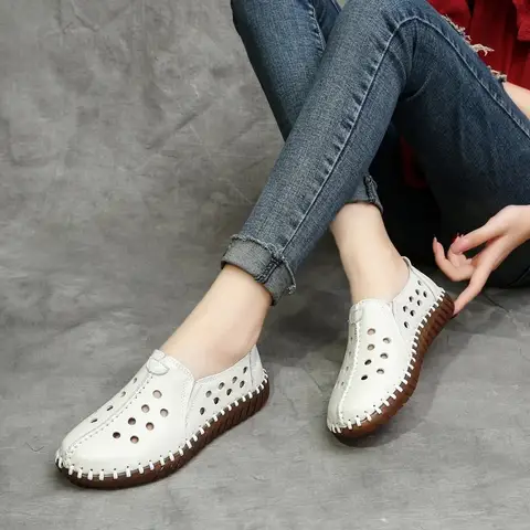 Women’s White Cutout Slip-On Flats